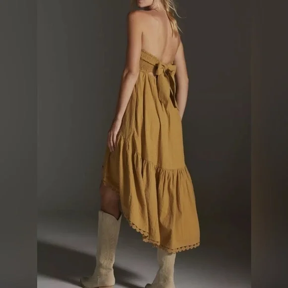Maeve by Anthropologie Strapless Dress mustard yellow - Size Small - Picture 2 of 11